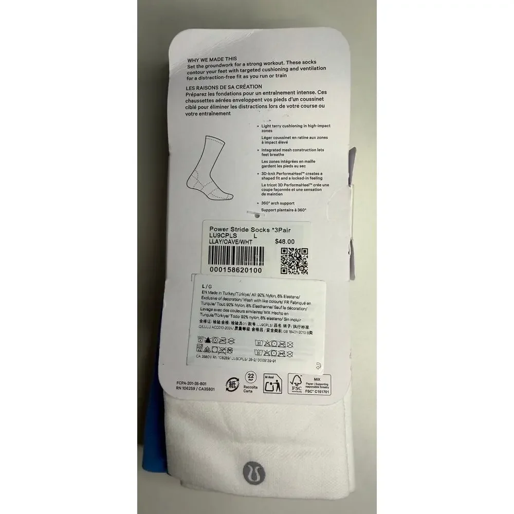 NWT Lululemon Power Stride Socks - Pack of 3